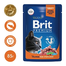 Brit Premium Пауч для стерилизованных кошек (Лосось в соусе)